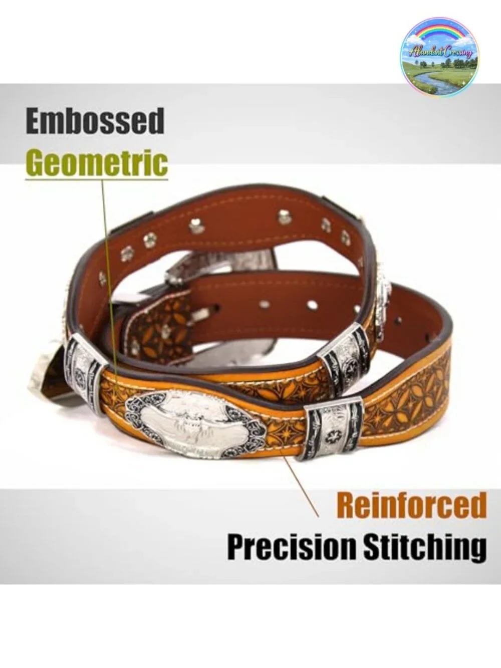 Genuine Leather Western Concho Belt with Star Buckle